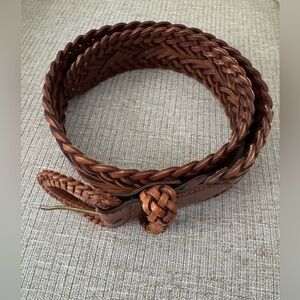 Vintage wide Braided Leather Belt - medium - adjustable